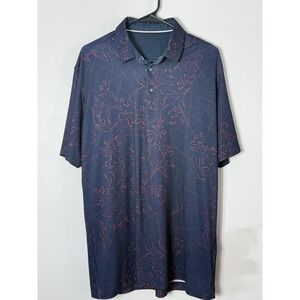 Galvin Green Mens Golf Polo‎ Shirt Navy Blue Orange Geometric Floral Print XL